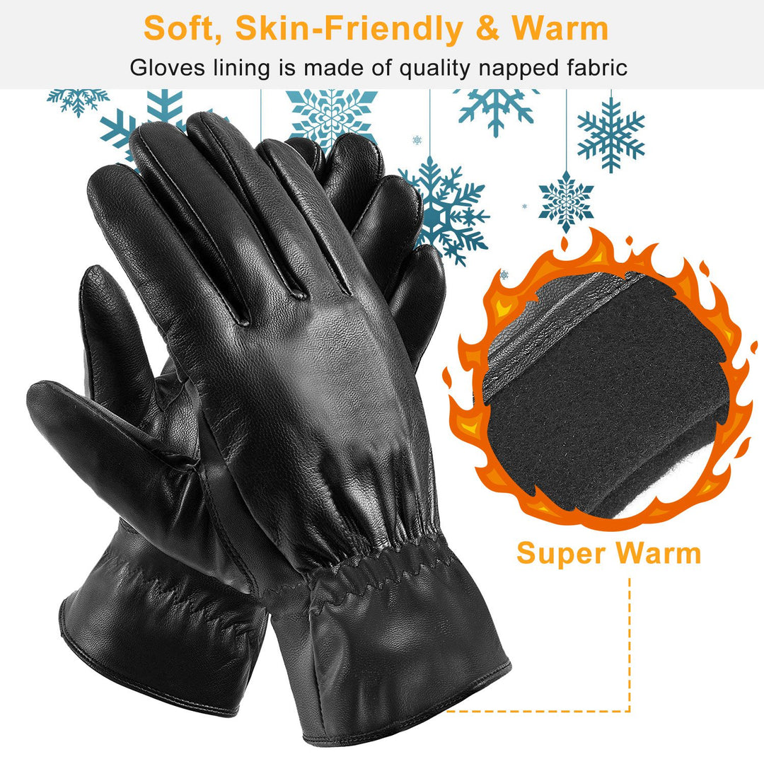 Schwarze Lederhandschuhe mit weichem Futter