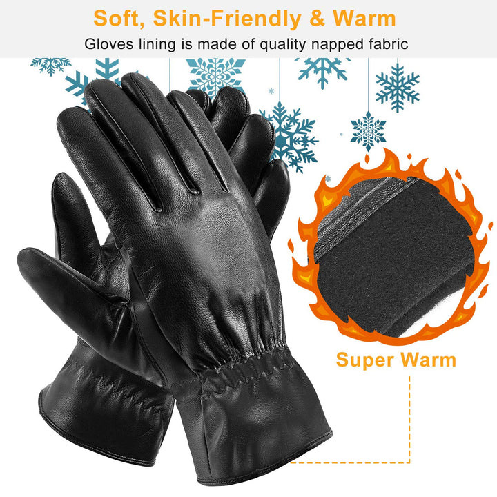 Schwarze Lederhandschuhe mit weichem Futter