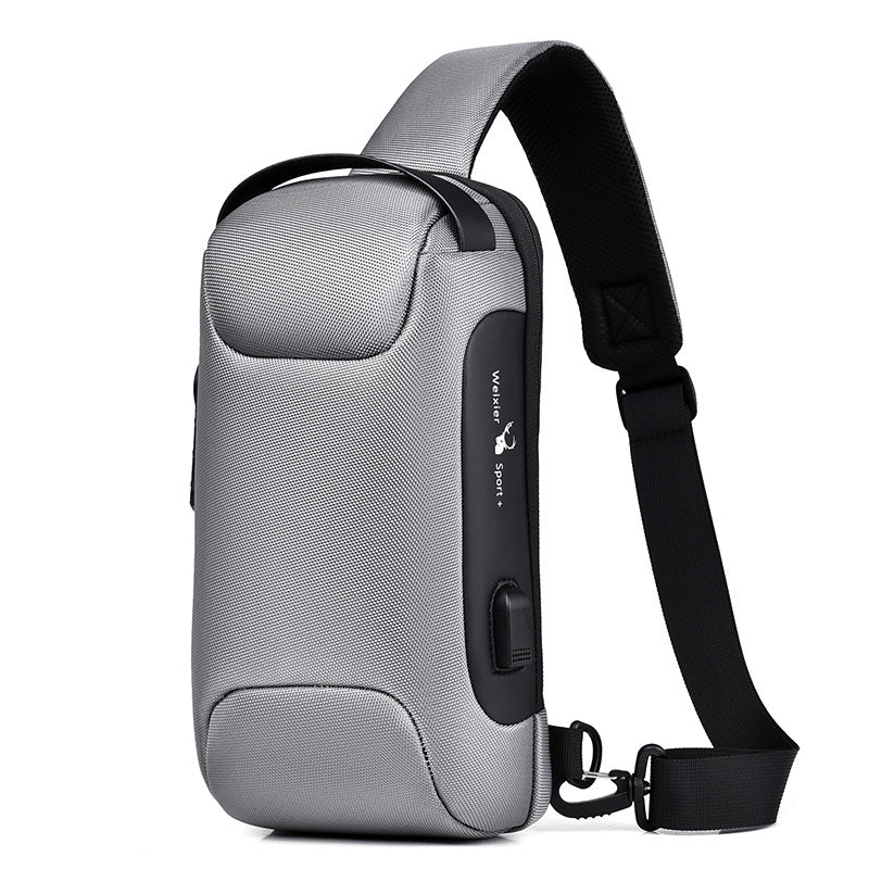 Schwarze Brusttasche mit Zahlenschloss und USB-Port
