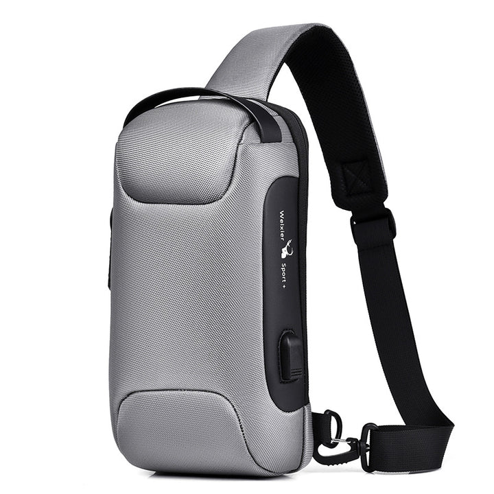 Schwarze Brusttasche mit Zahlenschloss und USB-Port