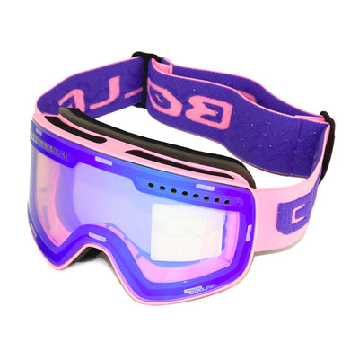 Rahmenlose Skibrille mit blauer verspiegelter Scheibe