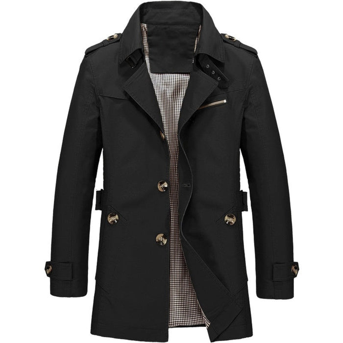 Herren Trenchcoat mit Reverskragen und Knopfverschluss