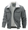 Herren Cordjacke mit Sherpa-Kragen in Grau