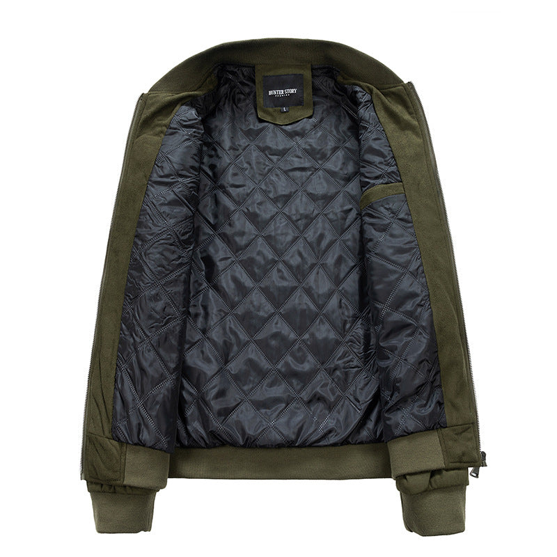 Herren Wildlederjacke mit Stehkragen in Khaki