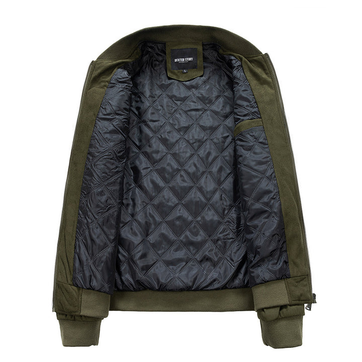 Herren Wildlederjacke mit Stehkragen in Khaki