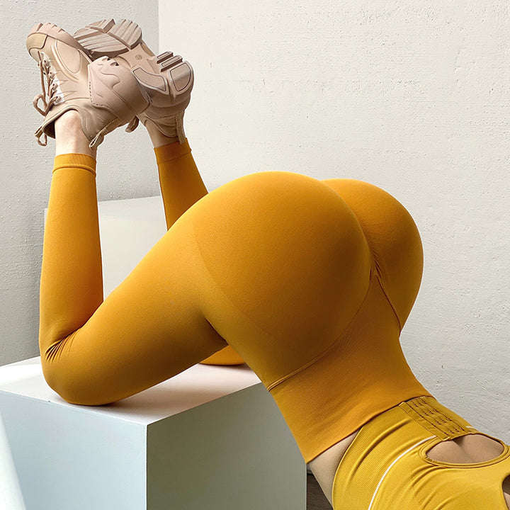 Scrunch-Leggings mit hohem Bund von hinten