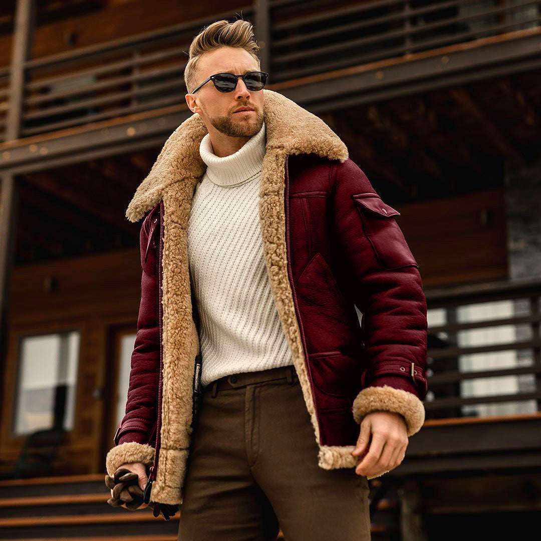 Herren Winterjacke mit grossem Fellkragen