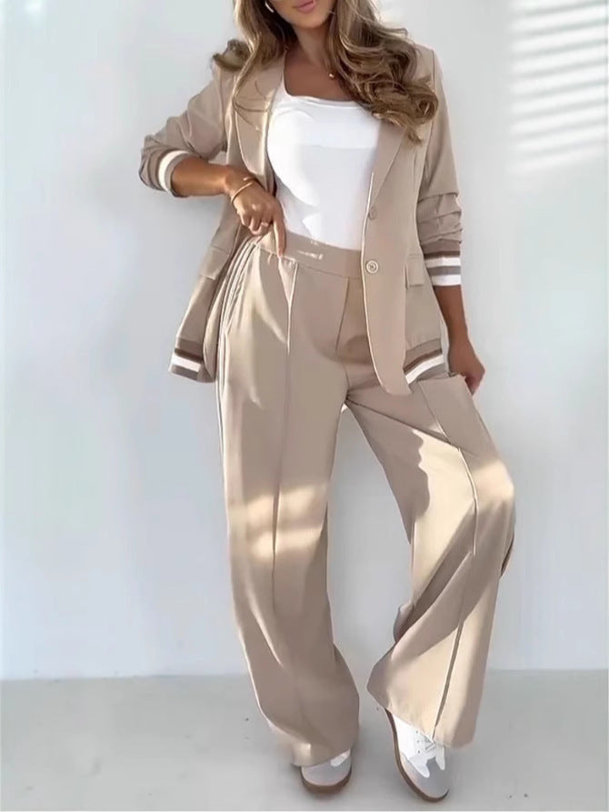 Lara | Hosenanzug mit Streifenblazer und weiter High-Waist-Hose