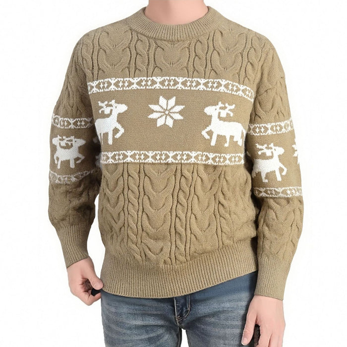 Noah | Rentier-Weihnachtspullover Herren mit Zopfstrick