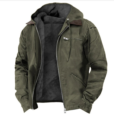 Herren-Fleecejacke mit Kapuze und Reissverschluss