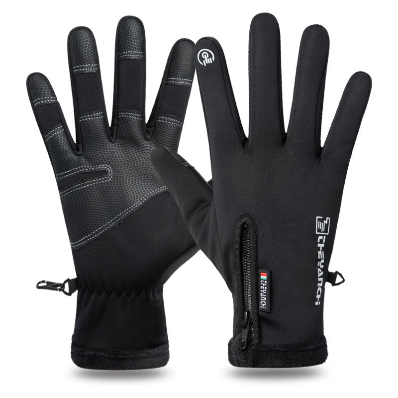 Schwarze Winterhandschuhe mit Touchscreen-Fingerspitzen