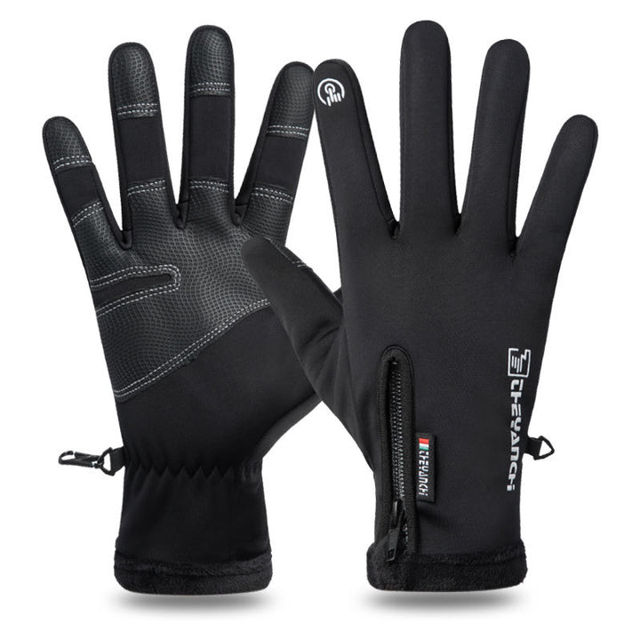 Schwarze Winterhandschuhe mit Touchscreen-Fingerspitzen