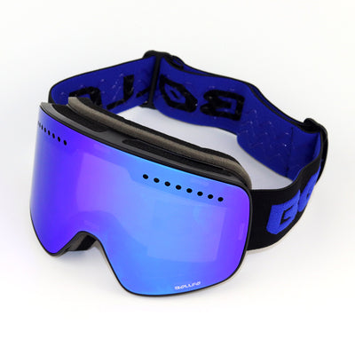 Rahmenlose Skibrille mit blauer verspiegelter Scheibe