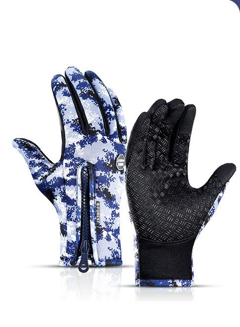 Fleece-Winterhandschuhe mit Touchscreen in Blau