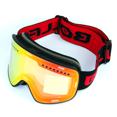 Rahmenlose Skibrille mit blauer verspiegelter Scheibe