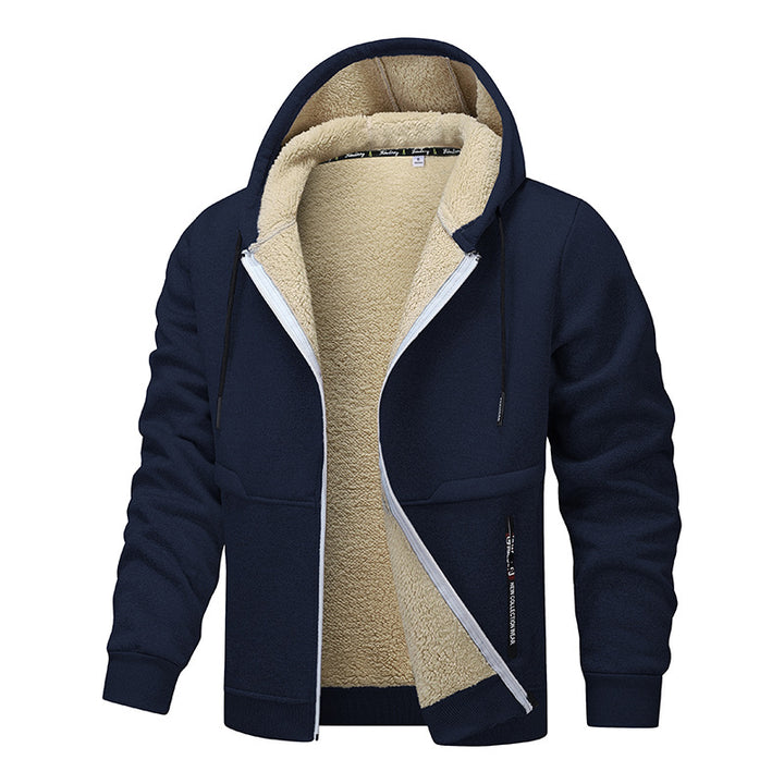 Herren Kapuzenjacke mit Sherpa-Futter in Schwarz