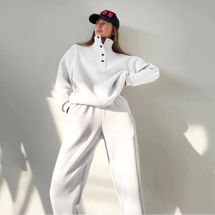 Sophie | Oversize-Fleece-Set mit Stehkragen-Pullover und Hose
