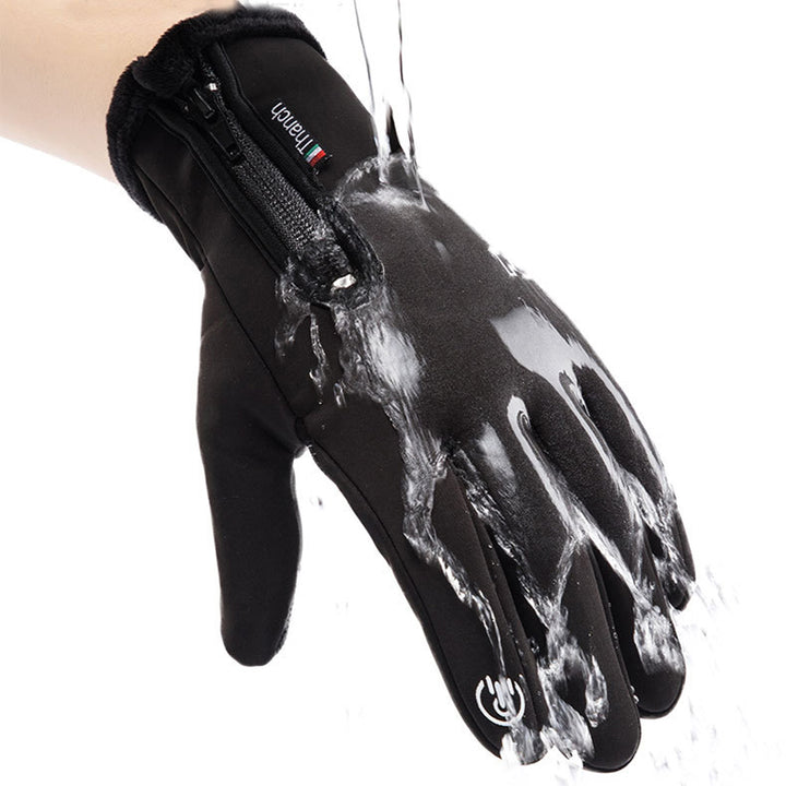 Schwarze Winterhandschuhe mit Touchscreen-Fingerspitzen