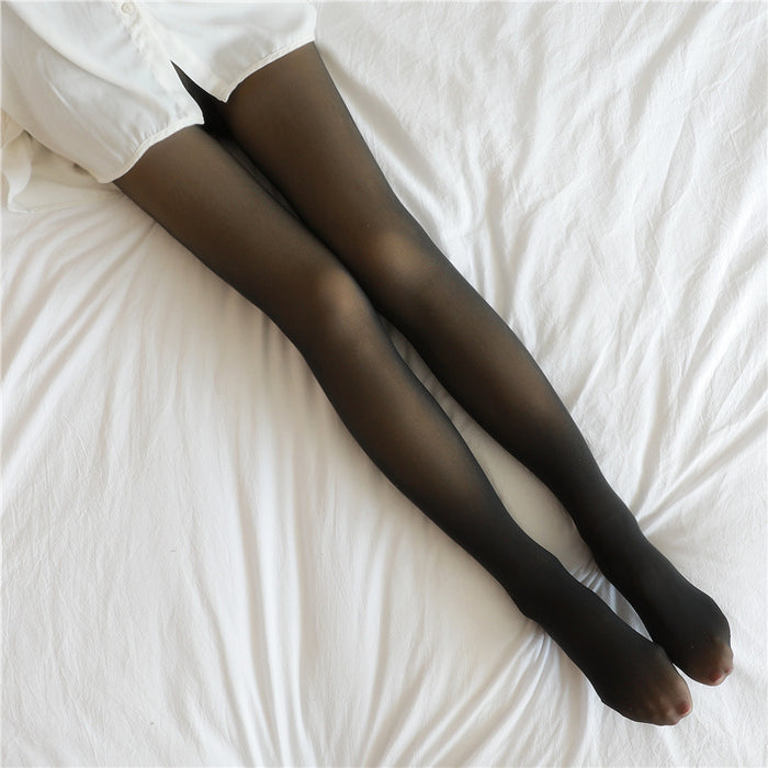 Mia | Thermostrumpfhose mit Fleece in transparenter Hautoptik