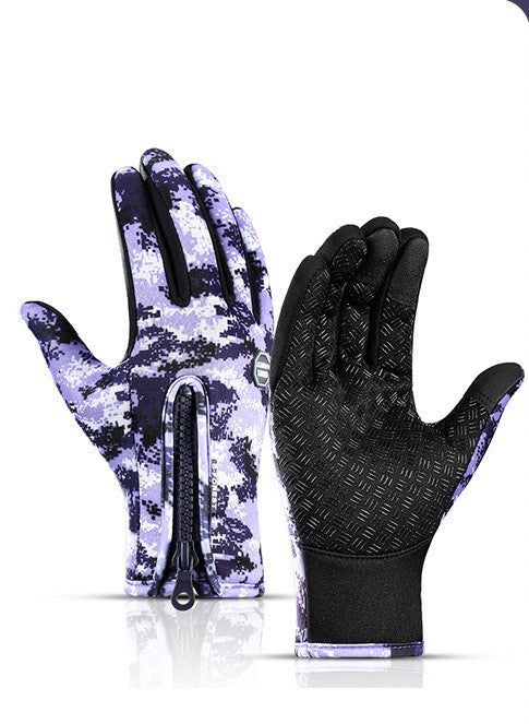 Fleece-Winterhandschuhe mit Touchscreen in Blau