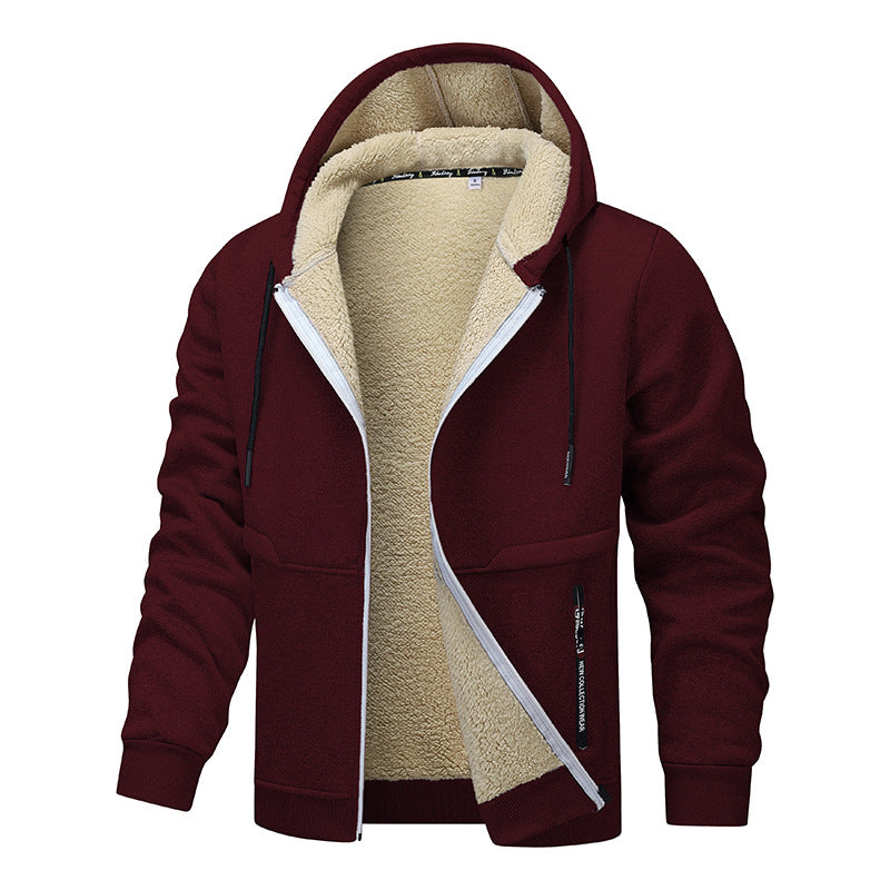 Herren Kapuzenjacke mit Sherpa-Futter in Schwarz