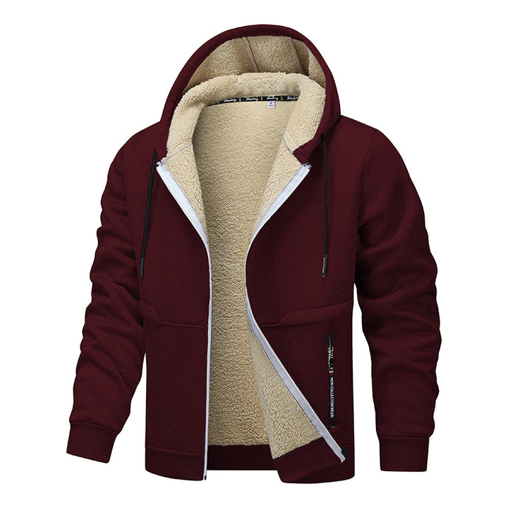 Herren Kapuzenjacke mit Sherpa-Futter in Schwarz