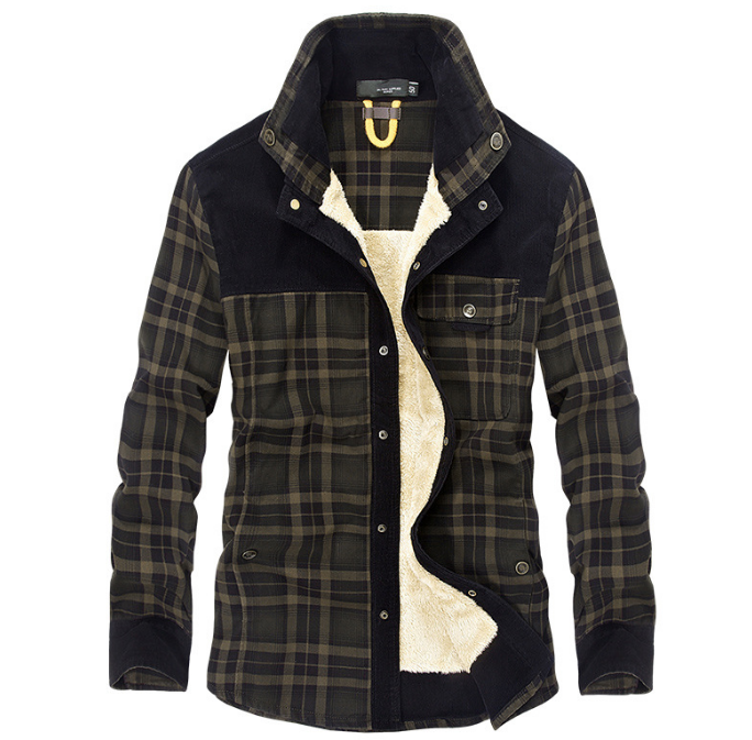 Karierte Herren Hemdjacke mit Fleecefutter