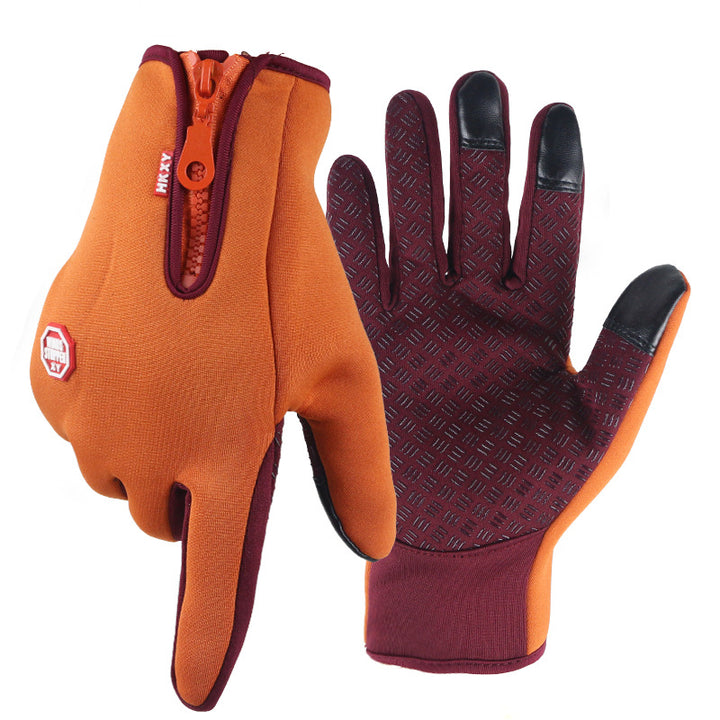 Schwarze Touchscreen-Handschuhe mit Reissverschluss am Bündchen