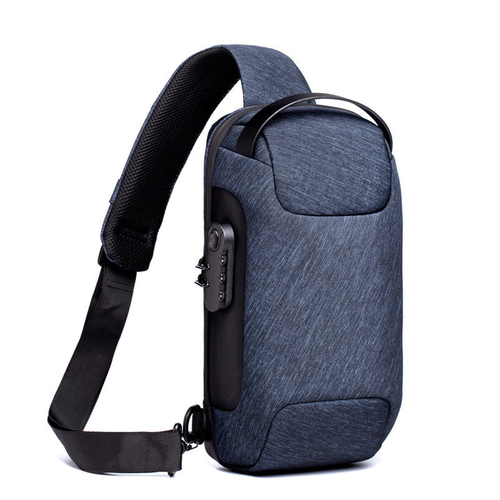 Schwarze Brusttasche mit Zahlenschloss und USB-Port