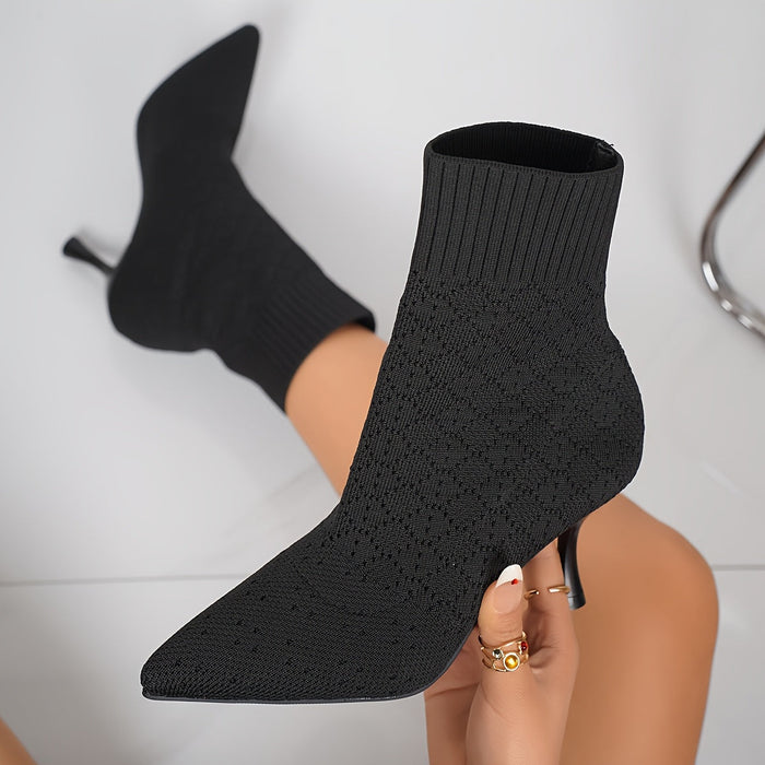 Damen Spitze Sock-Boots mit Kitten Heel und Stretch