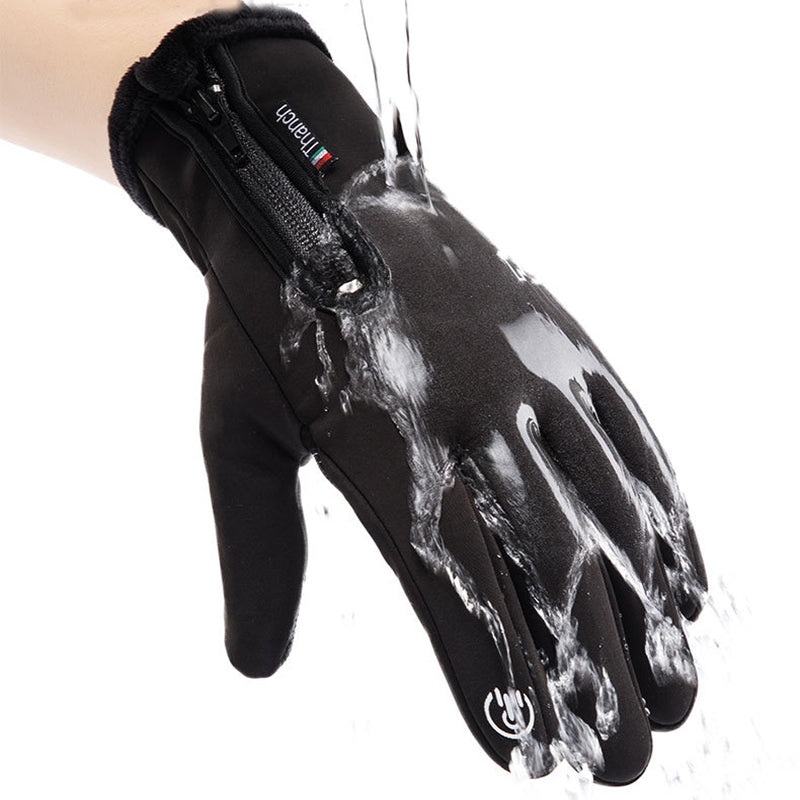 Schwarze Winterhandschuhe mit Touchscreen-Fingerspitzen