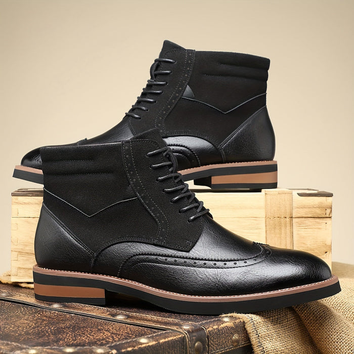 Herren Wingtip Ankle Boots mit Brogue-Detail und Schnürung