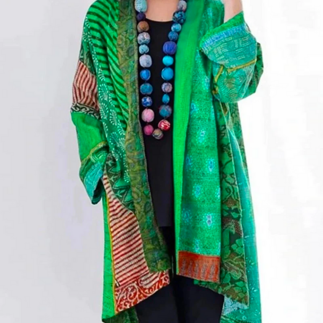 Hanna | Damen Locker geschnittene Boho-Strickjacke in Duster-Länge