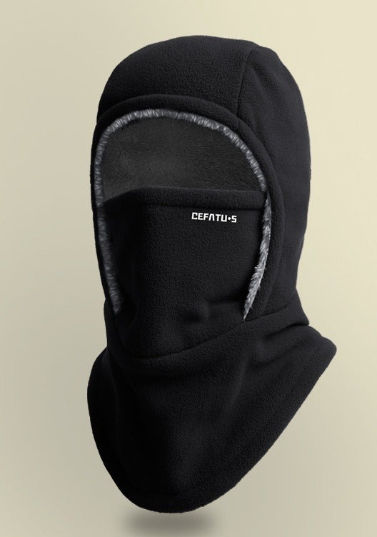 Schwarze Fleece-Sturmhaube mit Plüschfutter