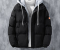 Herren Steppjacke mit Jersey-Kapuze in Schwarz