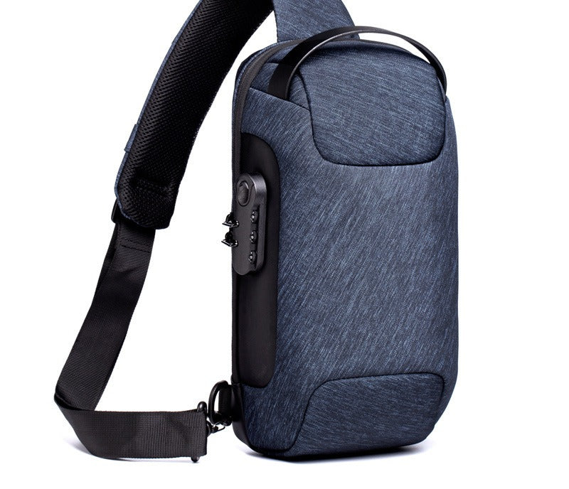 Schwarze Brusttasche mit Zahlenschloss und USB-Port