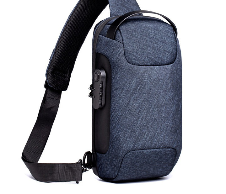 Schwarze Brusttasche mit Zahlenschloss und USB-Port
