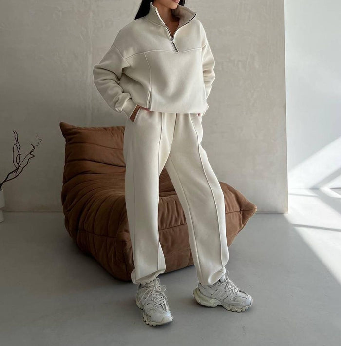 Mia | Fleece-Jogginganzug mit Halbzip-Pullover und Jogger
