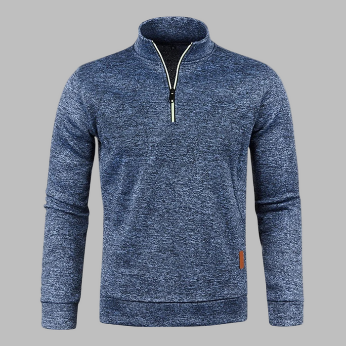 Herren Sweater mit Stehkragen und Halber Reißverschluss