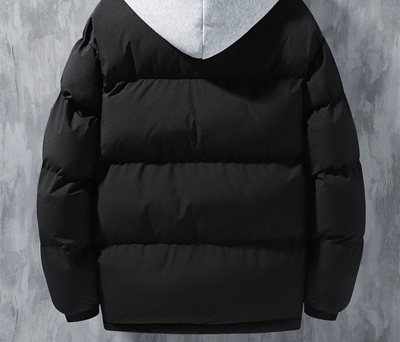 Herren Steppjacke mit Jersey-Kapuze in Schwarz