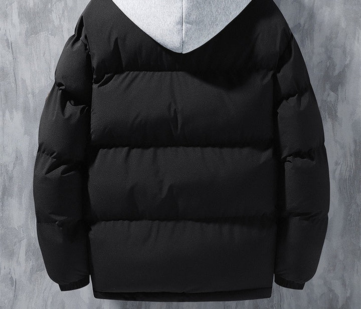 Herren Steppjacke mit Jersey-Kapuze in Schwarz