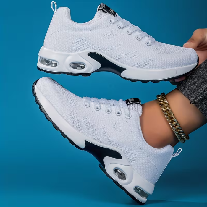 Damen Luftpolster Sneaker mit Schnürung und gemustertem Obermaterial