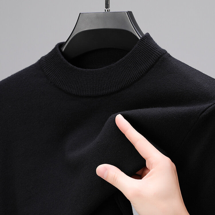 Herren Stehkragenpullover mit Geripptem Bündchen