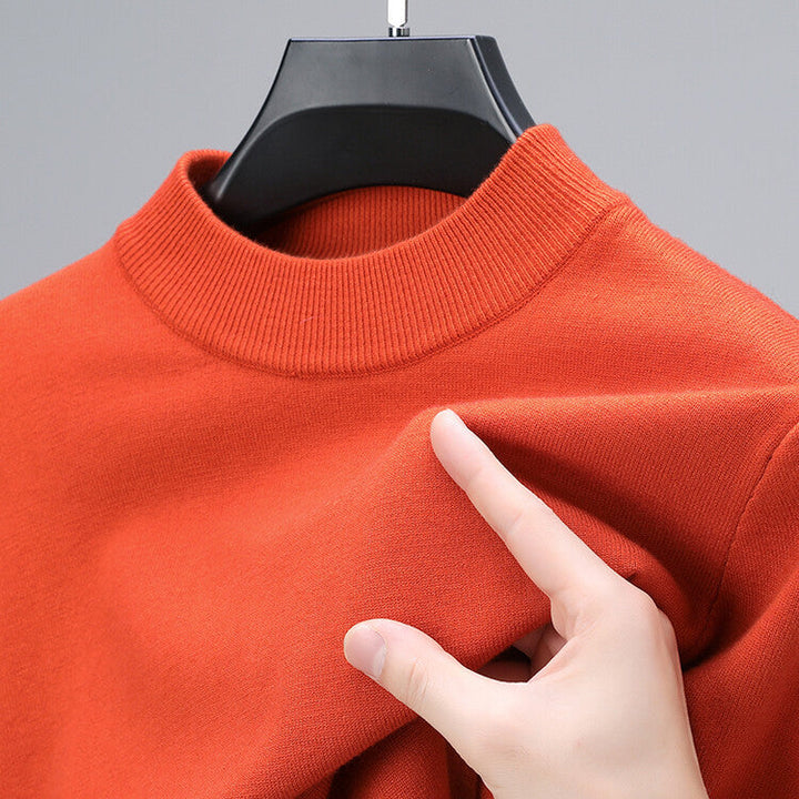Herren Stehkragenpullover mit Geripptem Bündchen