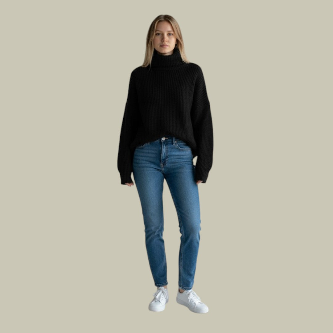 Sabine | Damen Übergroßer Rollkragenpullover für den Winter