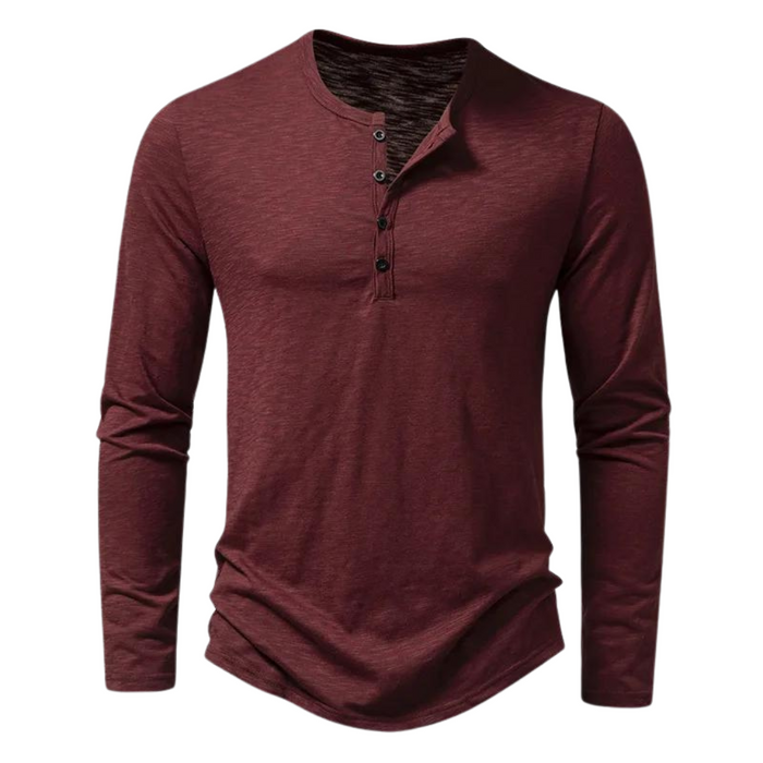 Herren Henley-Shirt mit Knopfleiste Langarm Entspannte Passform