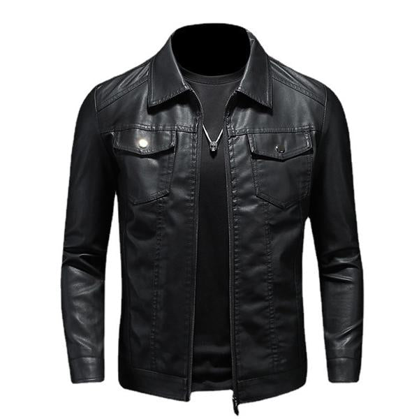 Herren Bikerjacke mit Stehkragen und Reißverschluss