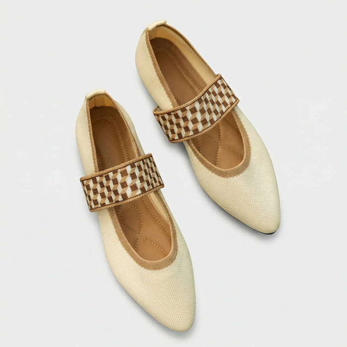 Damen Ballerinas mit Riemen Spitze Orthopädisches Fußbett