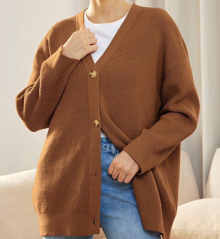 Johanna | Damen Oversized Strickjacke mit Knöpfen