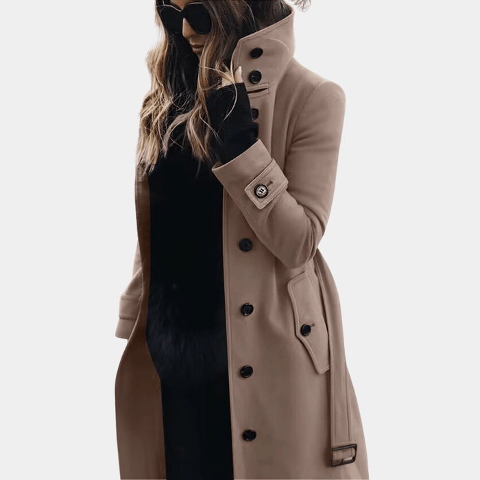 Damen Taillierter Trenchcoat mit Knopfleiste Lang